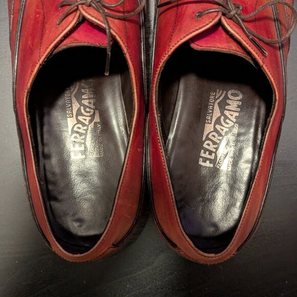 Salvatore Ferragamo, Cherry Red Leather Wingtip Oxford, 11D main image 13